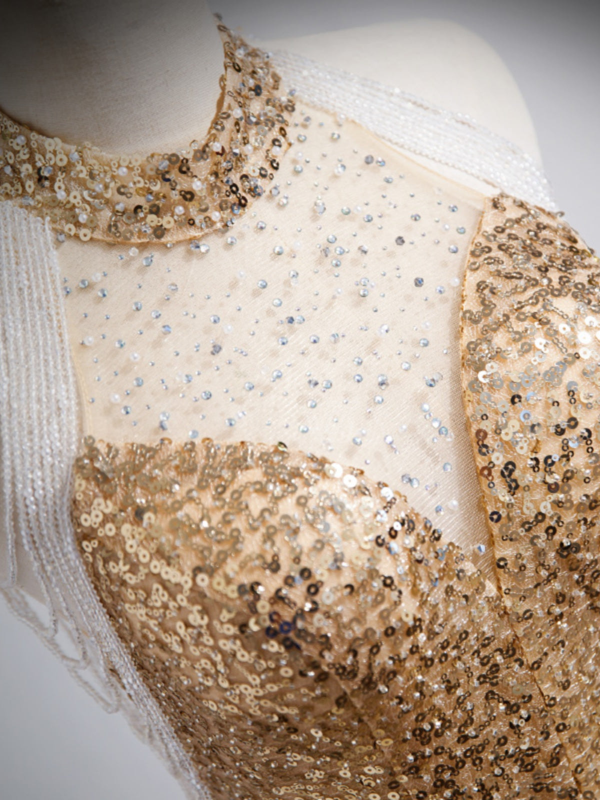 Golden Sequin Glitter Showstopper Evening Dress
