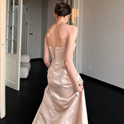 New Satin French Simplicity FashionShoot Trendy Wedding Dress