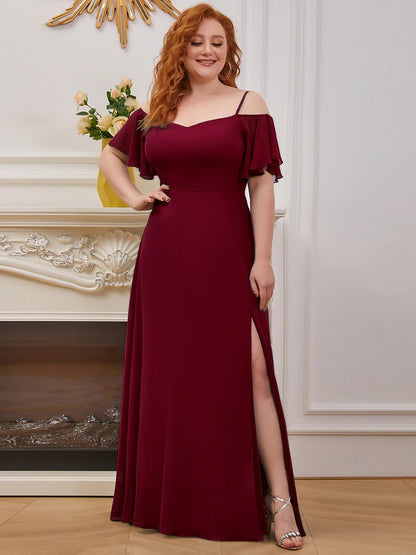 Plus Size Cold Shoulder Formal with Side Slit