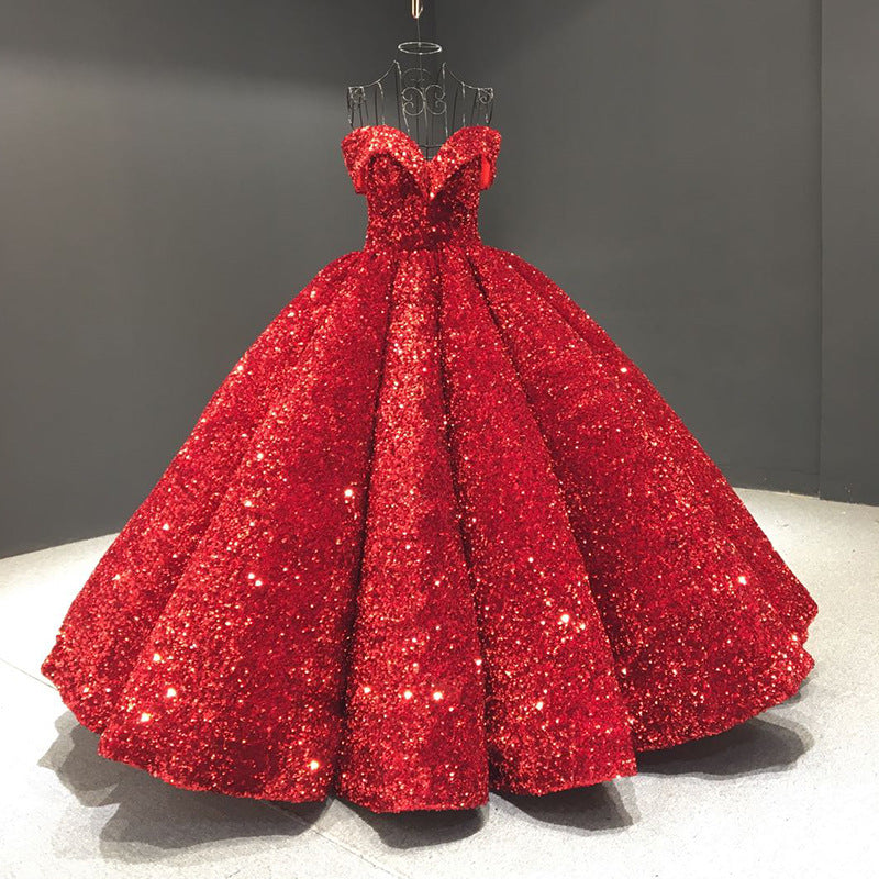 Sequined Ball gown formal bridal dress