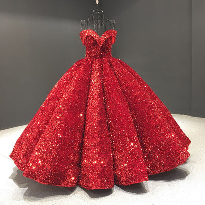Sequined Ball gown formal bridal dress