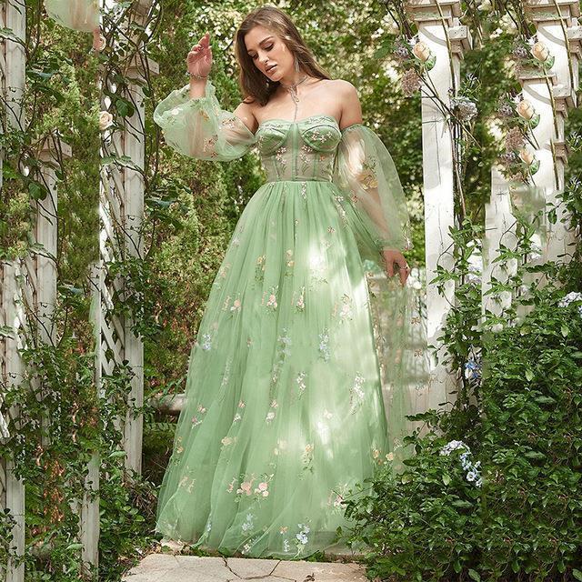 Formal floral fairytale long sleeve dress