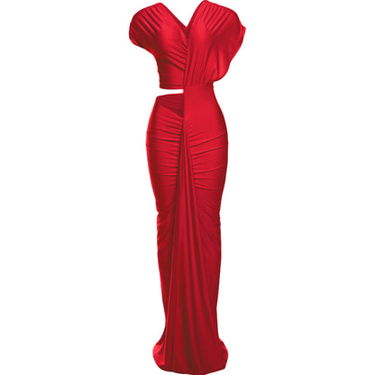 Womens Irregular Cutout High-Waisted Dress