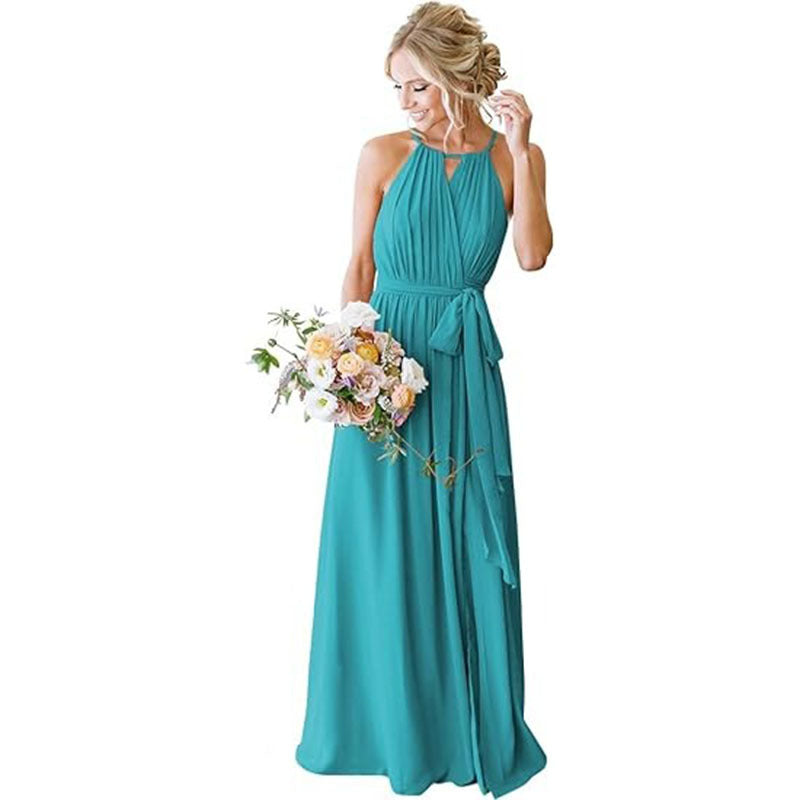 Strap Chiffon Bridesmaid Dress Long