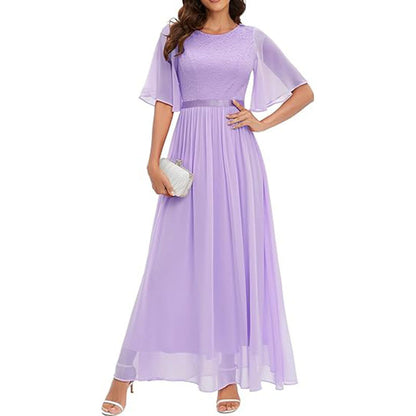 Short Sleeve Lace Bridesmaid Dress For Women