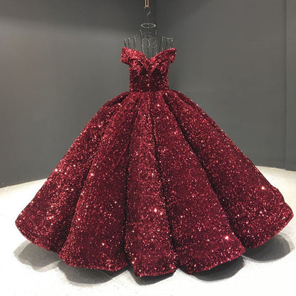 Sequined Ball gown formal bridal dress