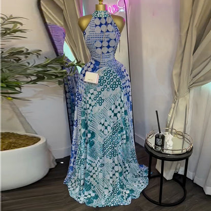 Half-high Neck Sleeveless High-waisted Figure-flattering A-line Maxi Dress