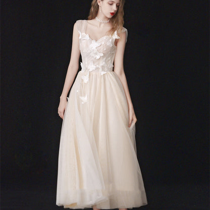 Formal butterfly bridesmaid bridal wedding dress