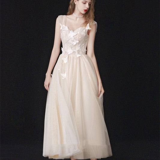 Formal butterfly bridesmaid bridal wedding dress