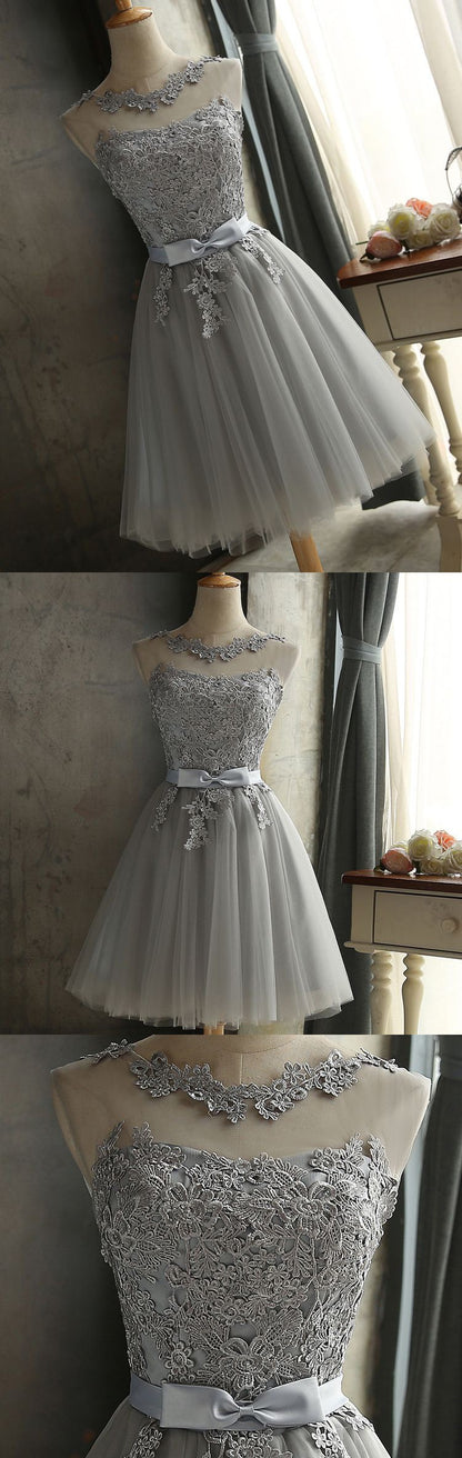 Short Tulle Homecoming Dress - A-Line Lace Graduation Party Gown