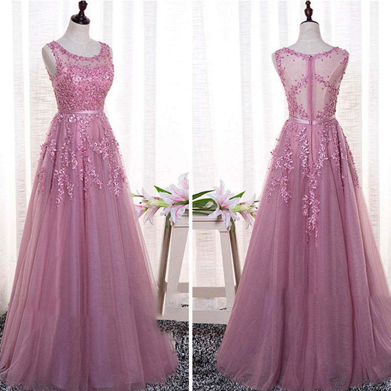 Summer Banquet One-shoulder Bridesmaid Dress Long Style