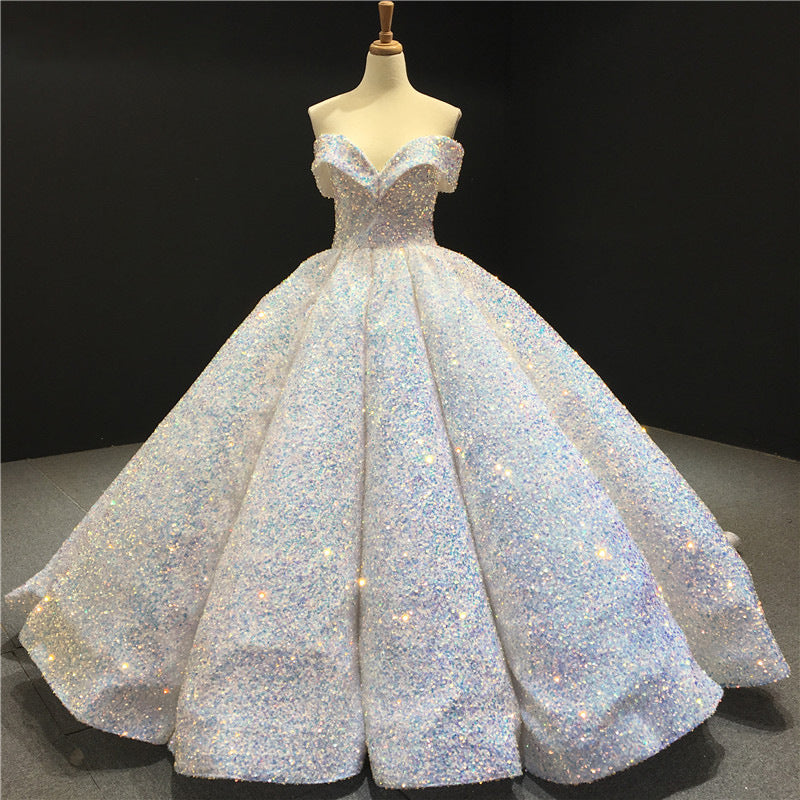 Sequined Ball gown formal bridal dress