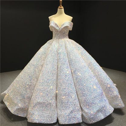 Sequined Ball gown formal bridal dress