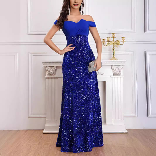 Elegant Sequins Off-shoulder Dress