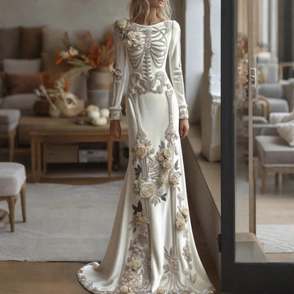 Beautiful Ball Gown Formal Skeleton Bones Halloween Dress