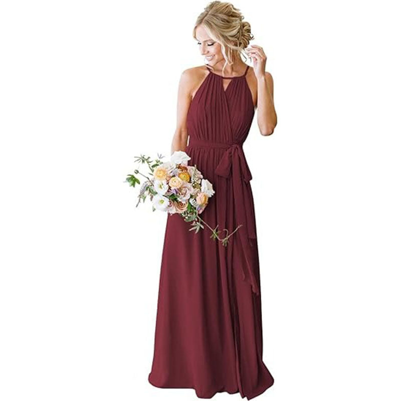 Strap Chiffon Bridesmaid Dress Long