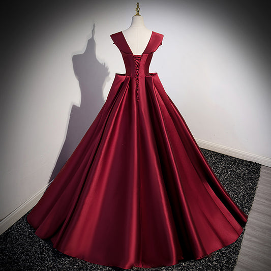 Women's Red Satin Formal Dress