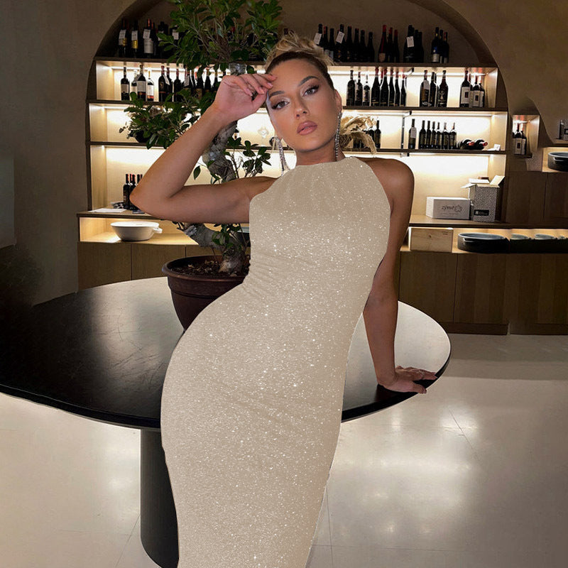 Knitted Sleeveless Slit Long Dress