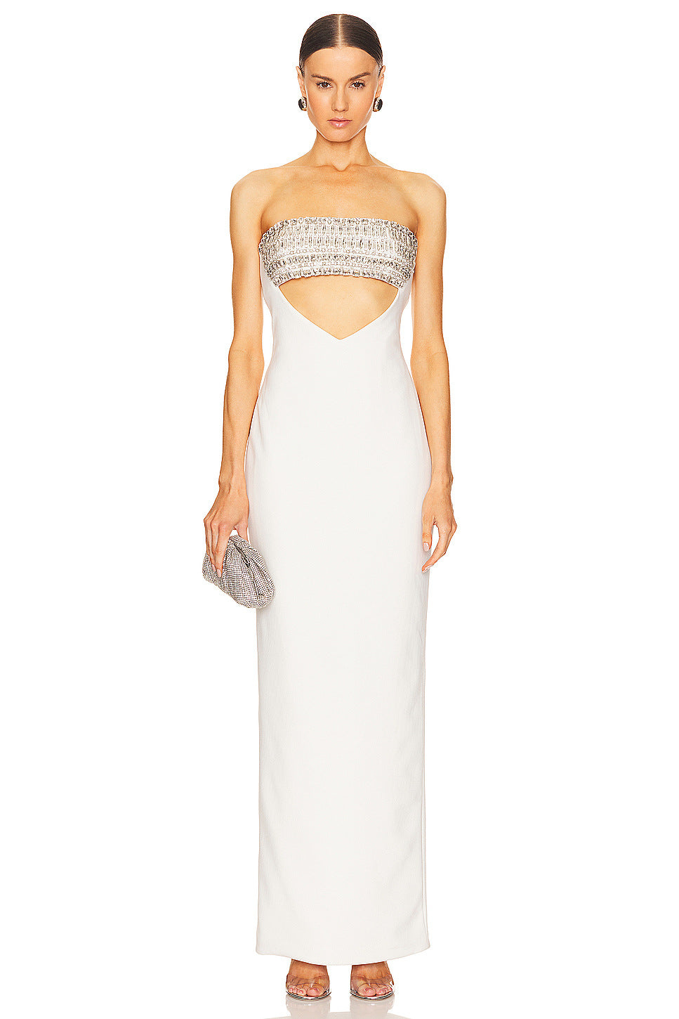 White Diamond Tube Top Bandage Dress Evening Dress