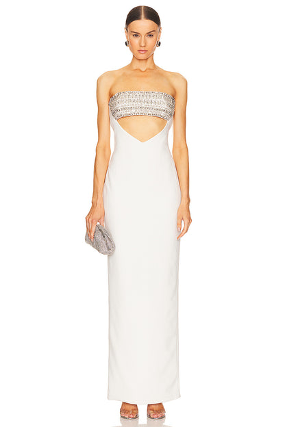 White Diamond Tube Top Bandage Dress Evening Dress