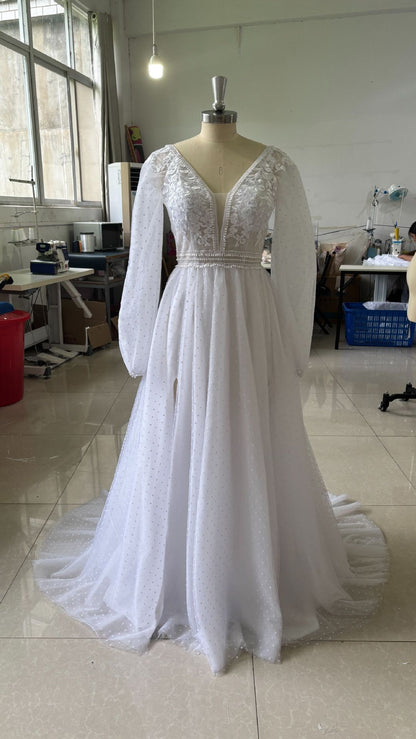 Mesh Split Women's Wedding Dress