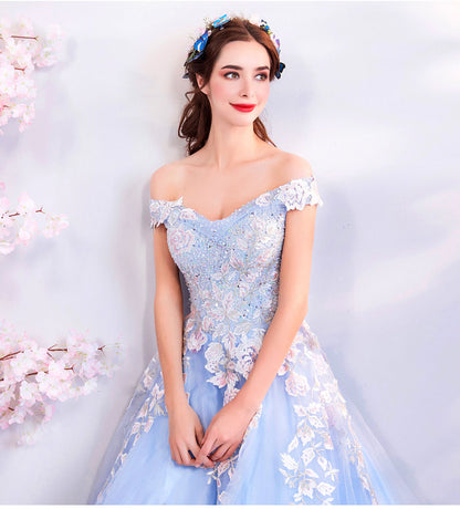 Blue formal ball gown