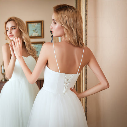 Women's Minimalist Suspender Travel Photo Wedding Dress