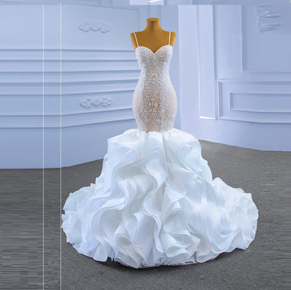 Sweetheart Mermaid Wedding Dress - Ruffled Organza Trumpet Bridal Gown