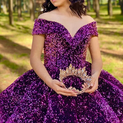 Sequined Ball gown formal bridal dress