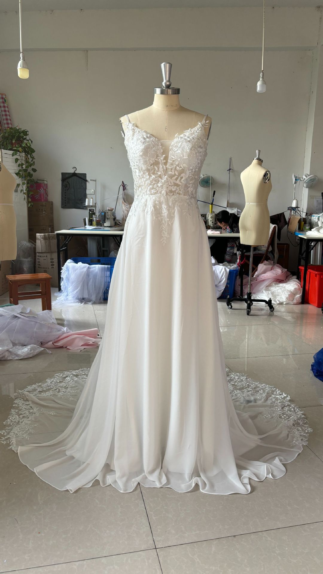 Strap Fishtail Bridal Slim Satin Lace Wedding Dress