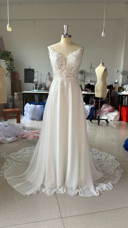 Strap Fishtail Bridal Slim Satin Lace Wedding Dress