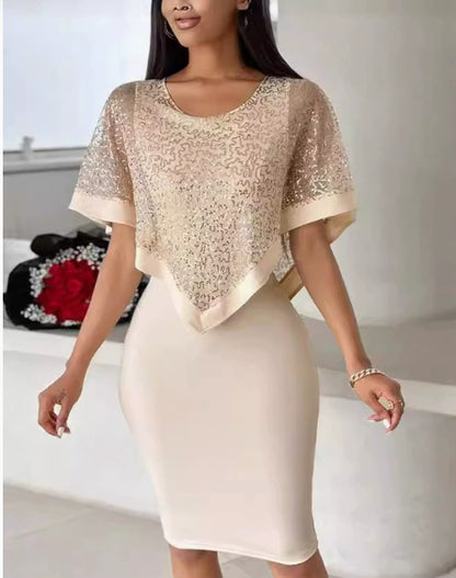 Women's Polyester Sequined Bottoming Dress
