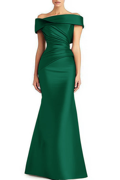 Evening Formal Dress Pleated Off-shoulder Elegant Maxi Dress Mother Of The Bride Dress Bridesmaid Dress