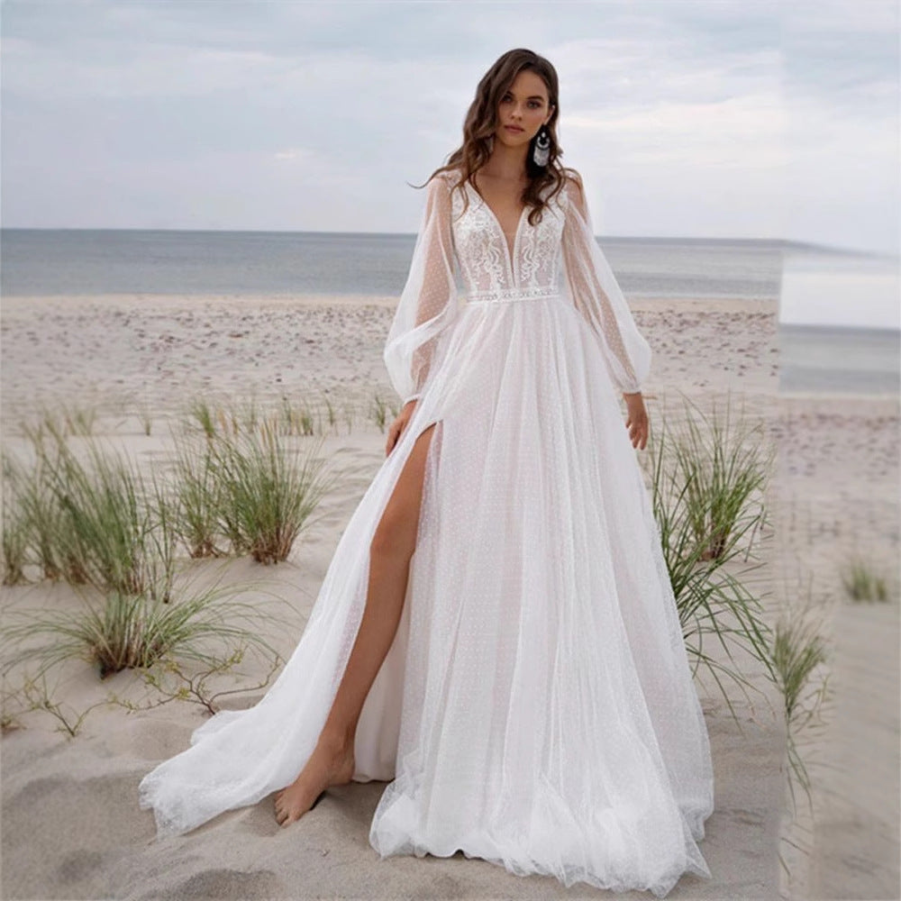 Mesh Split Women's Wedding Dress