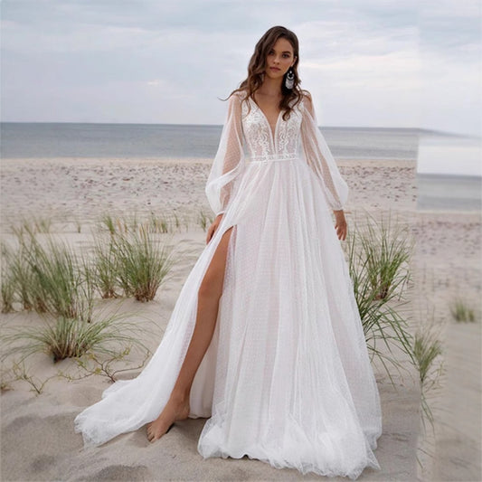 Mesh Split Women's Wedding Dress
