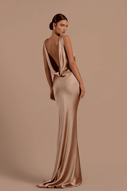 Mermaid Formal Dress For Special Occassion Deep V Neck Satin Prom Dress Long Formal Evening Gowns For Women