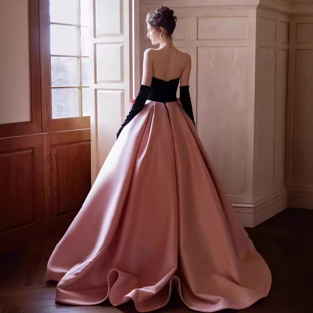 Beautiful Black And Pink Big Bow Formal Ball Gown