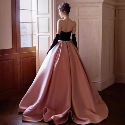 Beautiful Black And Pink Big Bow Formal Ball Gown