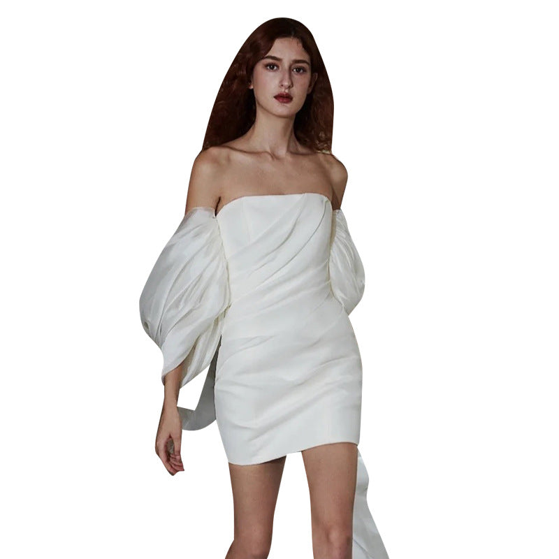 Off-shoulder Light Wedding Dress Simple And Short