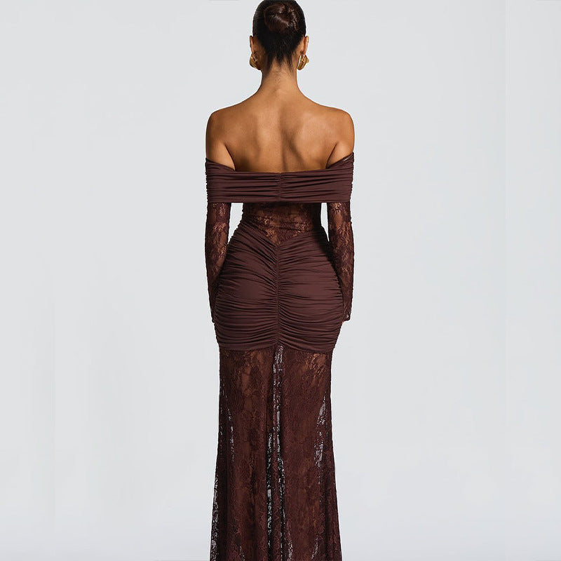 Women's Bandeau Slim-fit Long Dress Lace Dress