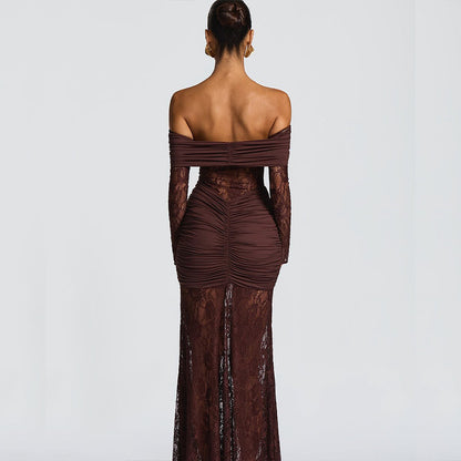 Women's Bandeau Slim-fit Long Dress Lace Dress