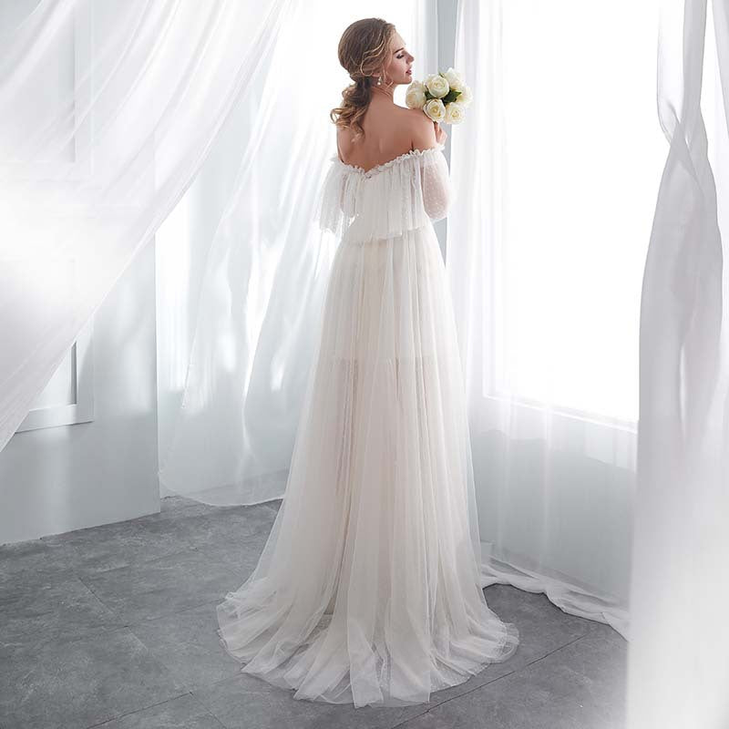 White Off Shoulder Elegant Wedding Dress