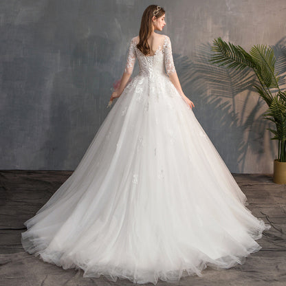 Wedding Bride Lace Sleeves Dress