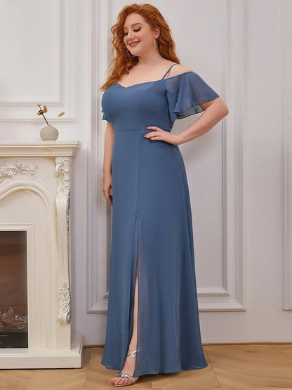 Plus Size Cold Shoulder Formal with Side Slit