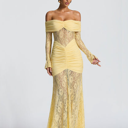 Women's Bandeau Slim-fit Long Dress Lace Dress
