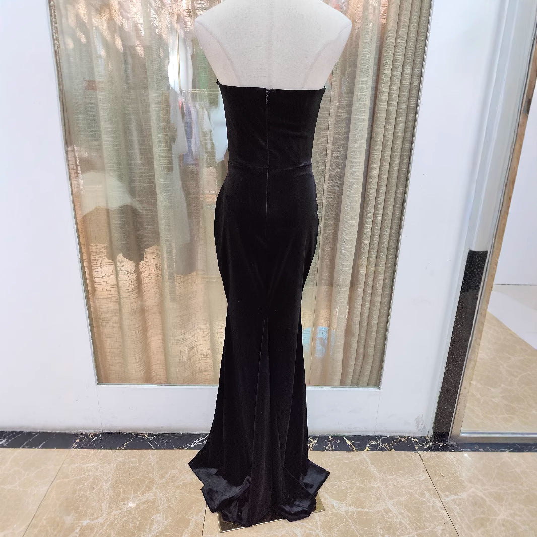 Sexy Halterneck Intricately Beaded Fishtail Bodycon Dress