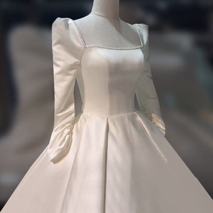 Long Sleeve French Tail Wedding Dress