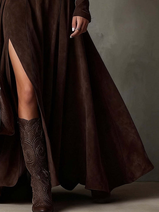 Long Stylish Dress With A BeltEuropean And American Fashion