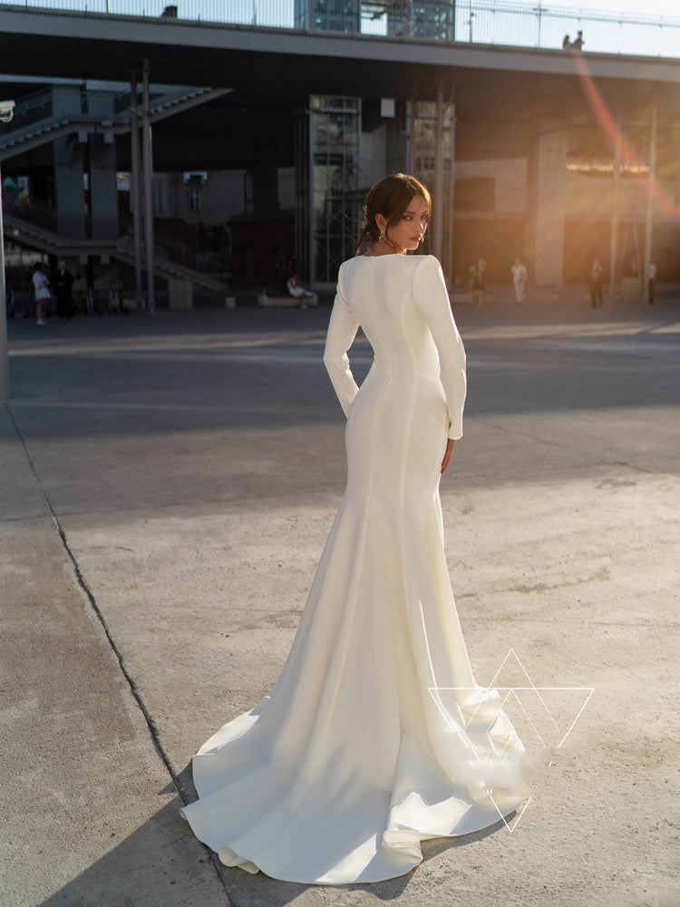 Temperament Socialite White Wedding Dress