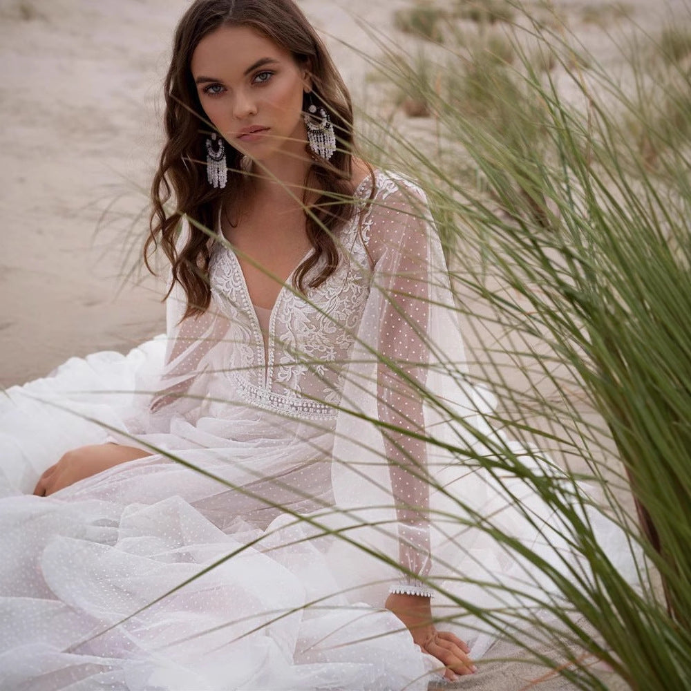 Mesh Split Women's Wedding Dress